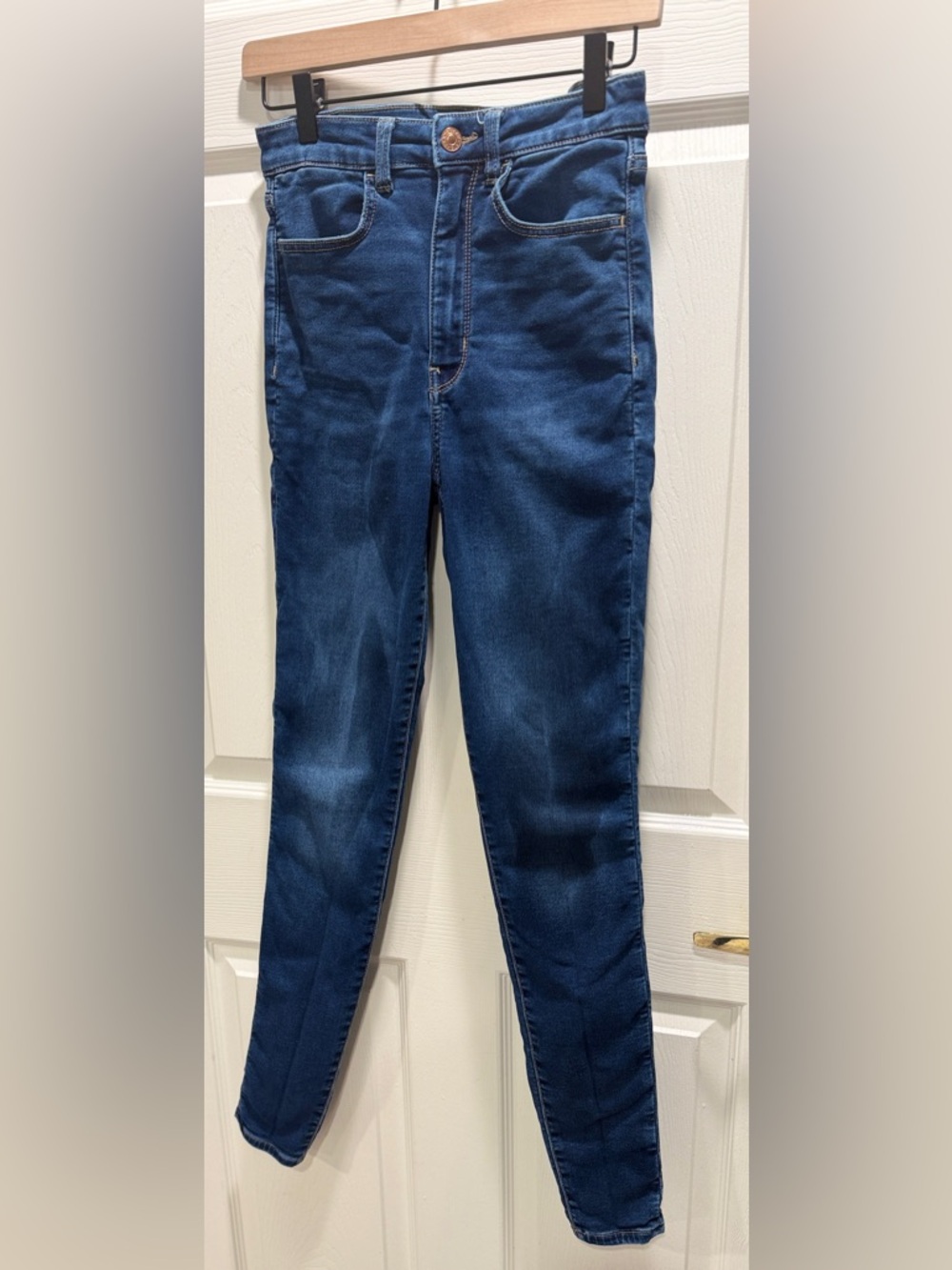 American Eagle Highest Rise Jegging Size 6 X-Long Dark Wash  Skinny Jeans - Picture 3 of 10